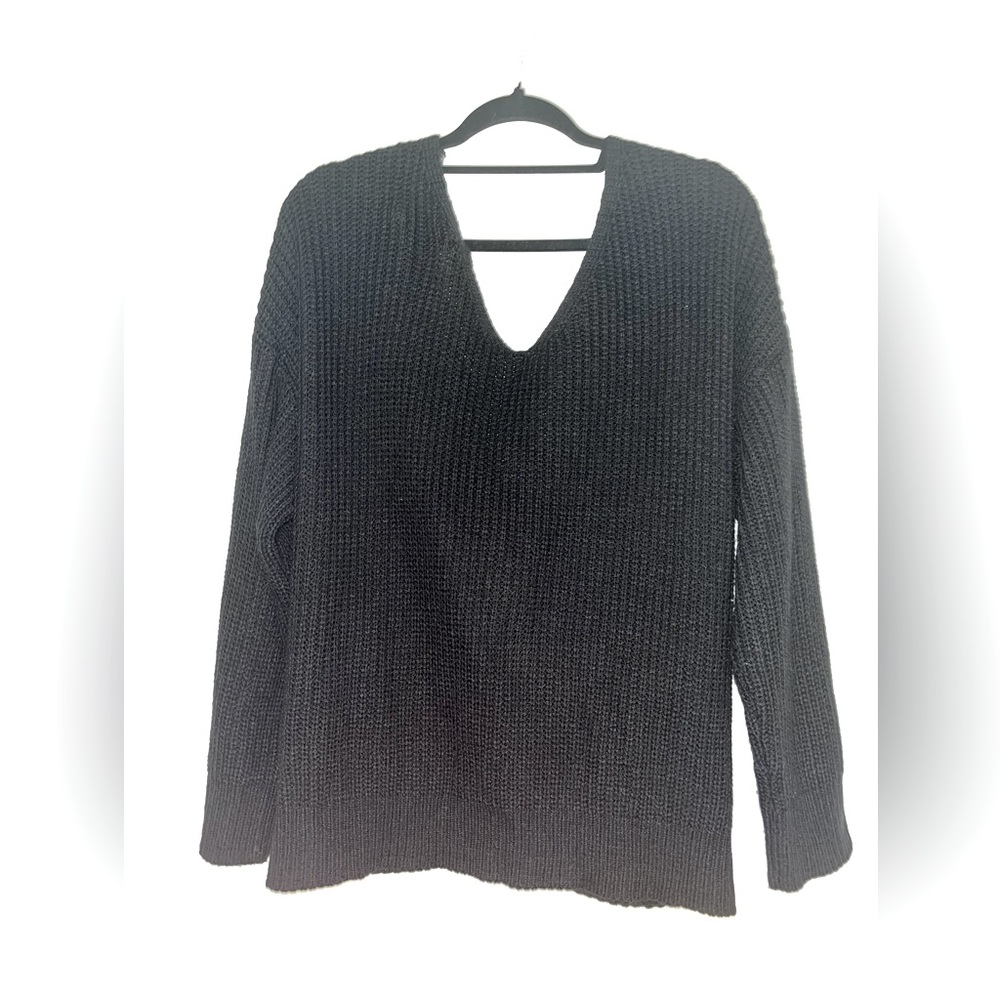 Oe Teture Knot Back Sweater - Color: Black, Size: 1X